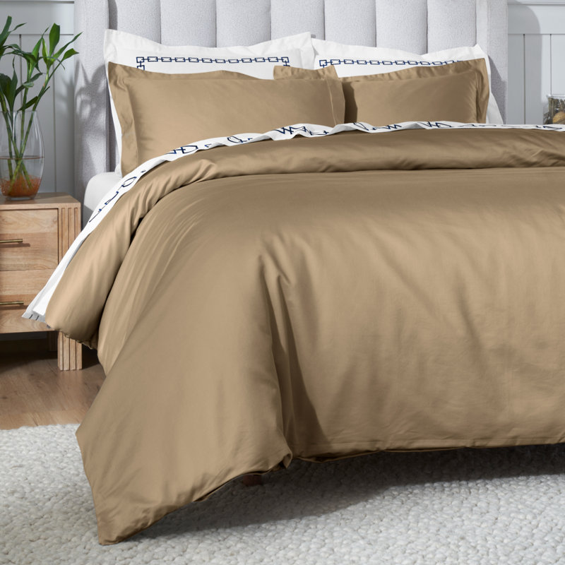 Ensemble de housse de couette de luxe en coton égyptien certifié 650 fils Luxury, Taupe