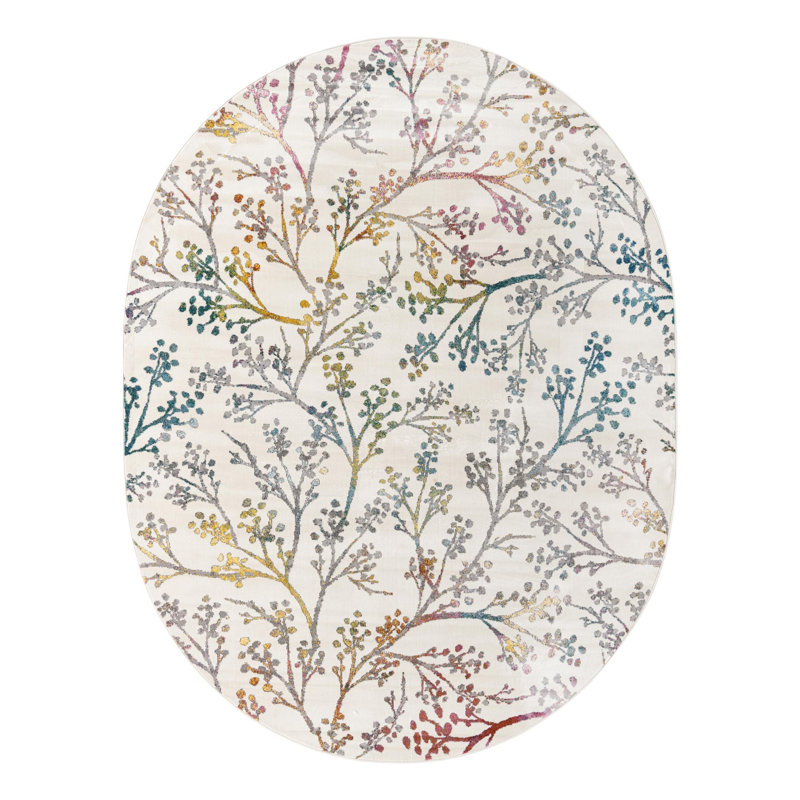 Adelin Floral Indoor Rug, Oval 7'10" x 10'