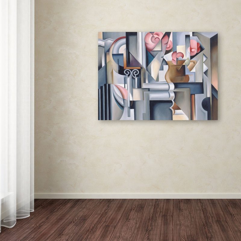 Abstract Geometric Still Life with Brown Jug Canvas Art