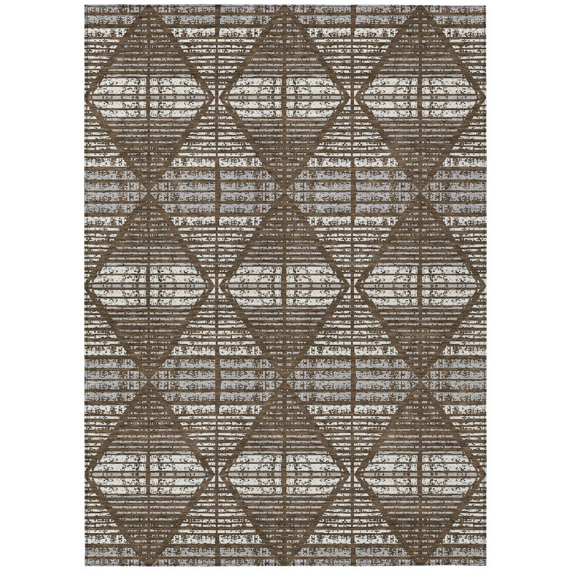 Machine Washable Indoor/Outdoor Chantille ACN2672 Geometric Rug, 3' x 5', Chocolate