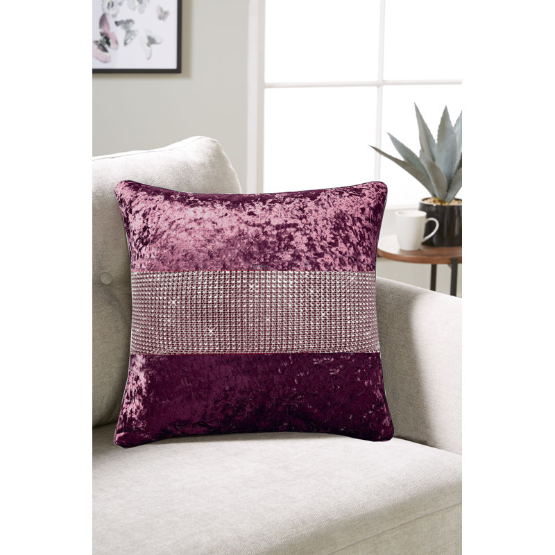 Diamante Back Cushion, Wine, 45 cm H x 45 cm W x 5 cm D