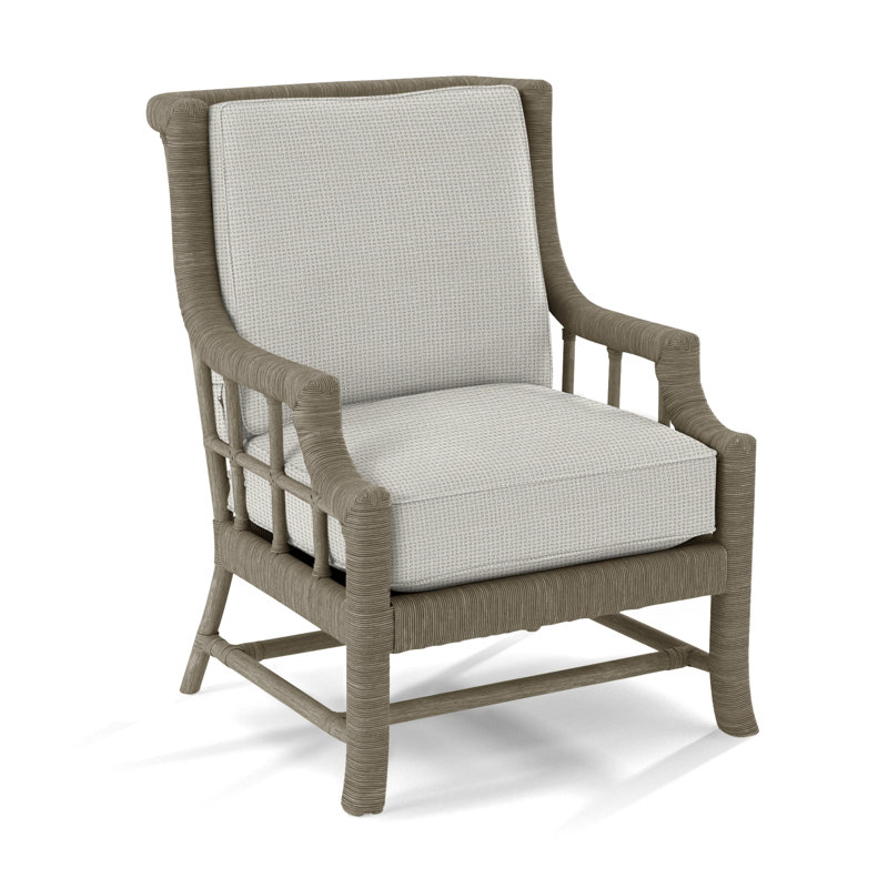 Fauteuil Lafayette, Pierre de foyer, Tissu écossais taupe 0126-73