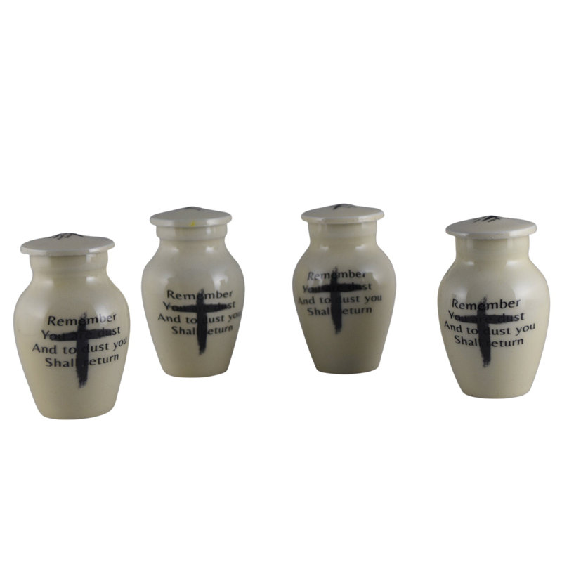 Holy Cross with Remember That You are Dust Keepsakes Set of 4 - Beige Set of 4 for human ashes