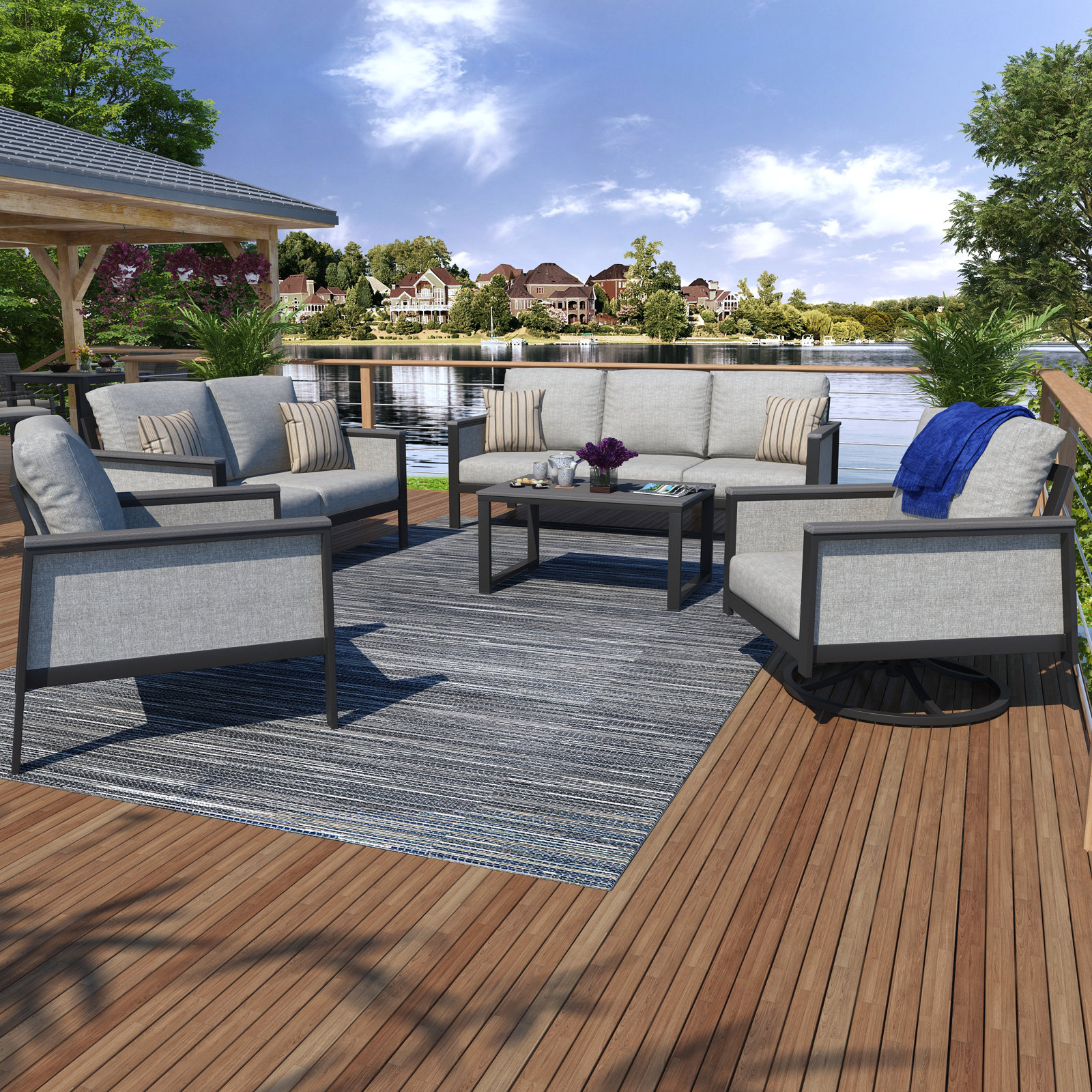 Townsend 7-Person Patio Seating Group, Canvas Granite