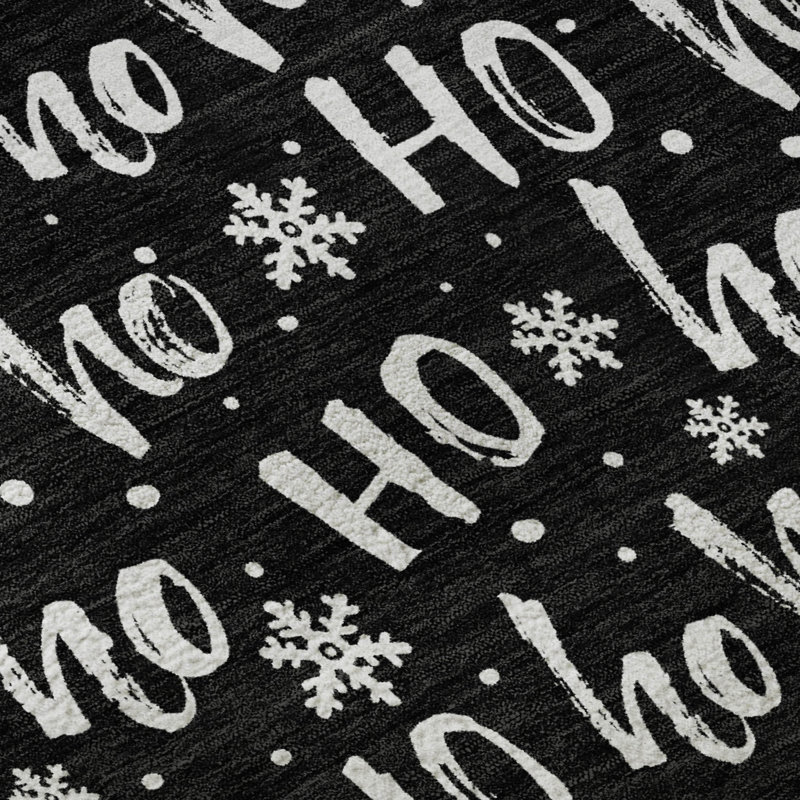 Premium Machine Washable Dockside AMF1814 HoHoHo Snowy Christmas Rug, Rectangle 10' x 14'