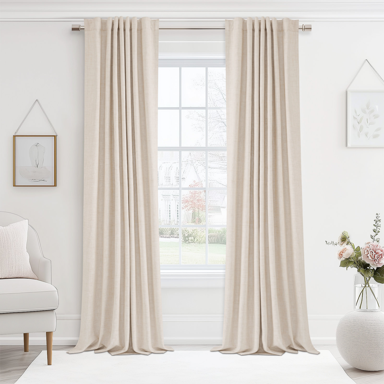 Latitude Run® 100% Blackout Linen Textured Curtains Solid Thermal Insulated Drapes for Bedroom Living Room (50" Wide, 2 Panels Set) & Reviews | Wayfair