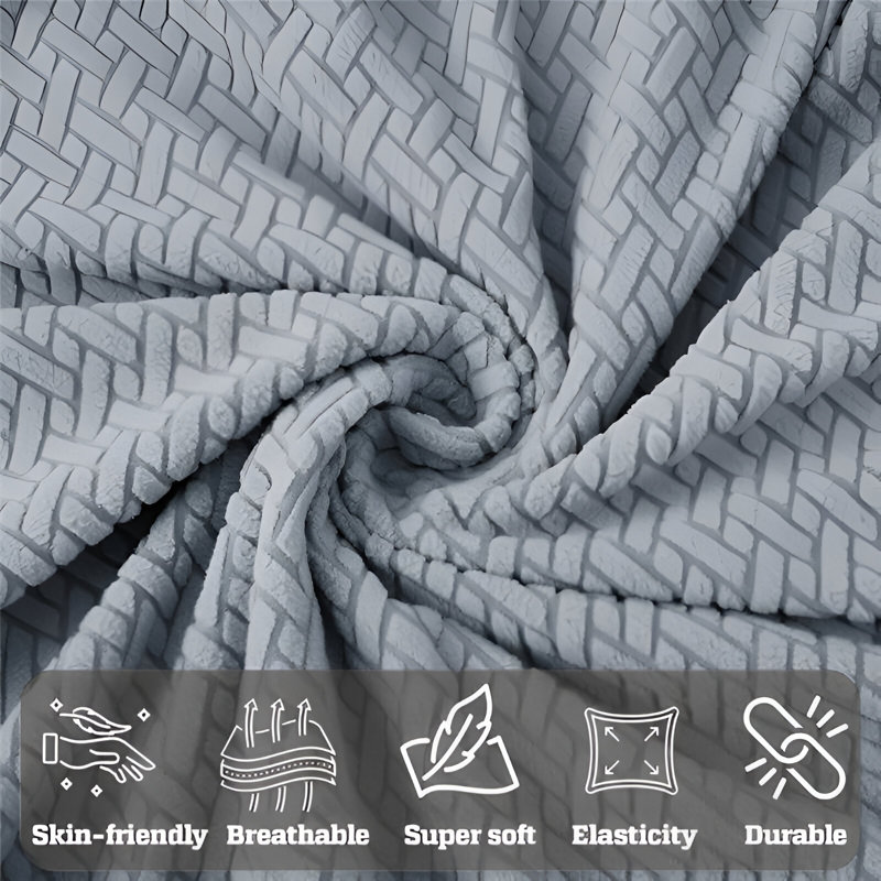 	Luxury Jacquard Pattern Spandex Sofa Cover - Stretch Slipcover for Sofa Protection, 179cm H x 165cm W - (1 Seater), Silver