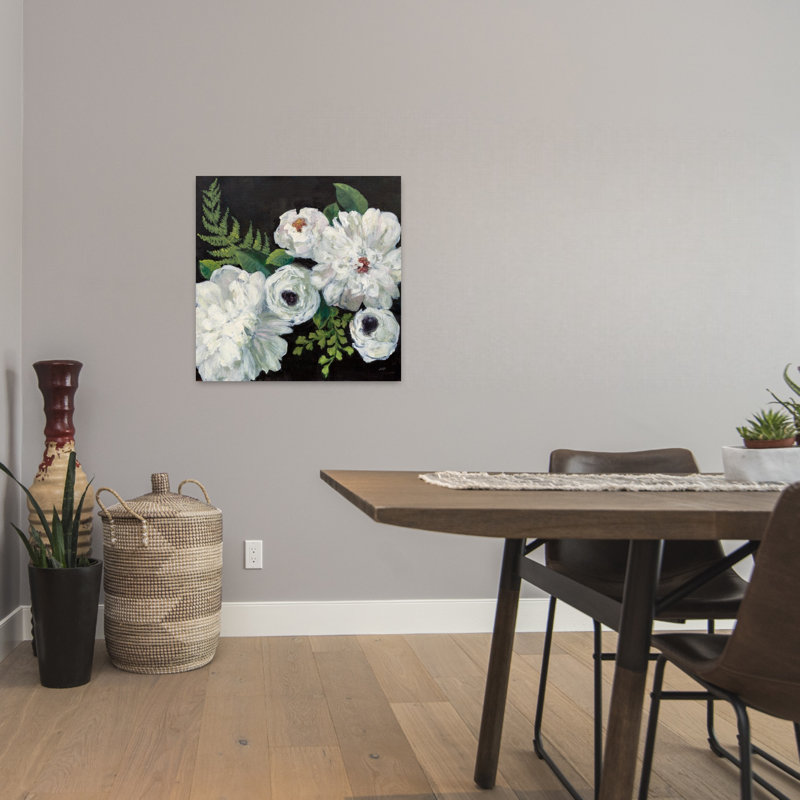 Bouquet de minuit contemporain I avec art en bouquet noir, H 24 po x l 24 po