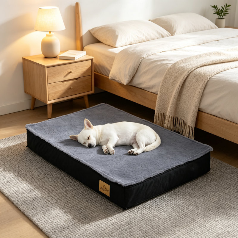 Orthopedic Memory Foam Fleece Pet Bed, 8cm H x 78cm W x 48cm D