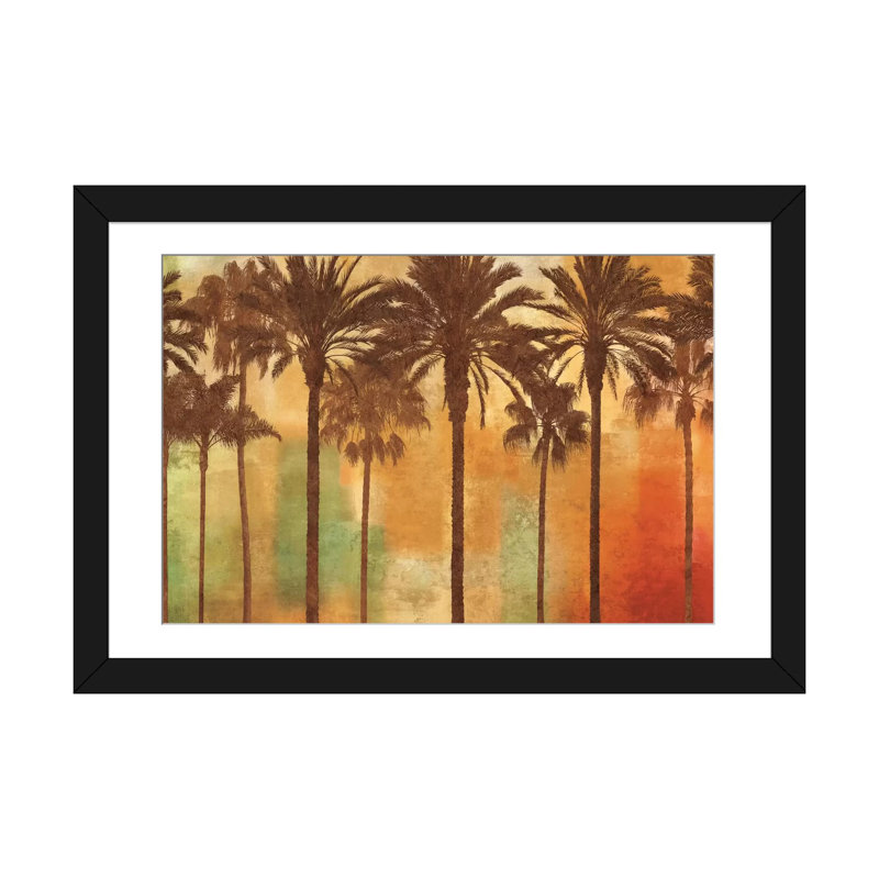 «Palm Paradise», impression sur toile, H 16 po x l 24 po x P 1 po, Papier avec cadre noir, Blanc