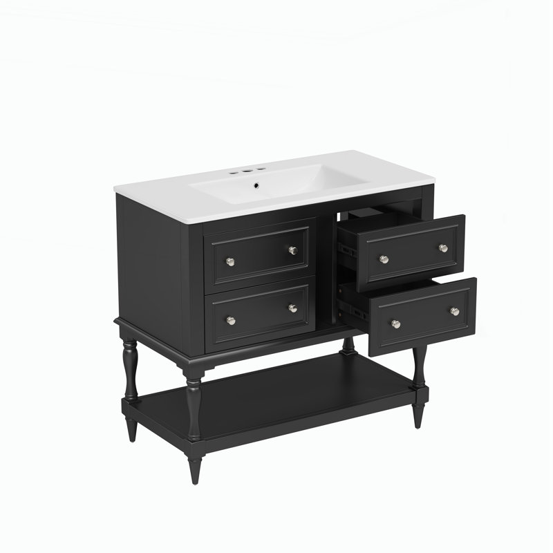 Ensemble de meuble-lavabo 36 po avec lavabo, Noir, noir, noir, noir