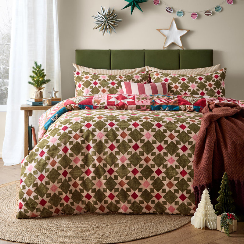 Fika Cotton Duvet Cover Set, Super King Duvet Cover + 2 Standard Pillowcases