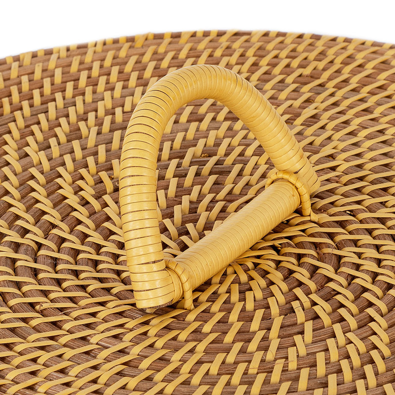  3-Piece Handwoven Rattan Lidded Laundry Hamper Basket Set
