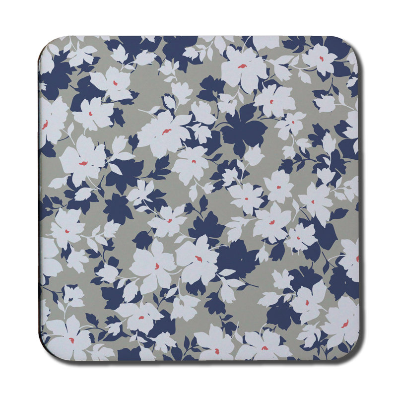Square 6 Piece Coaster Set, Grey/Purple/White