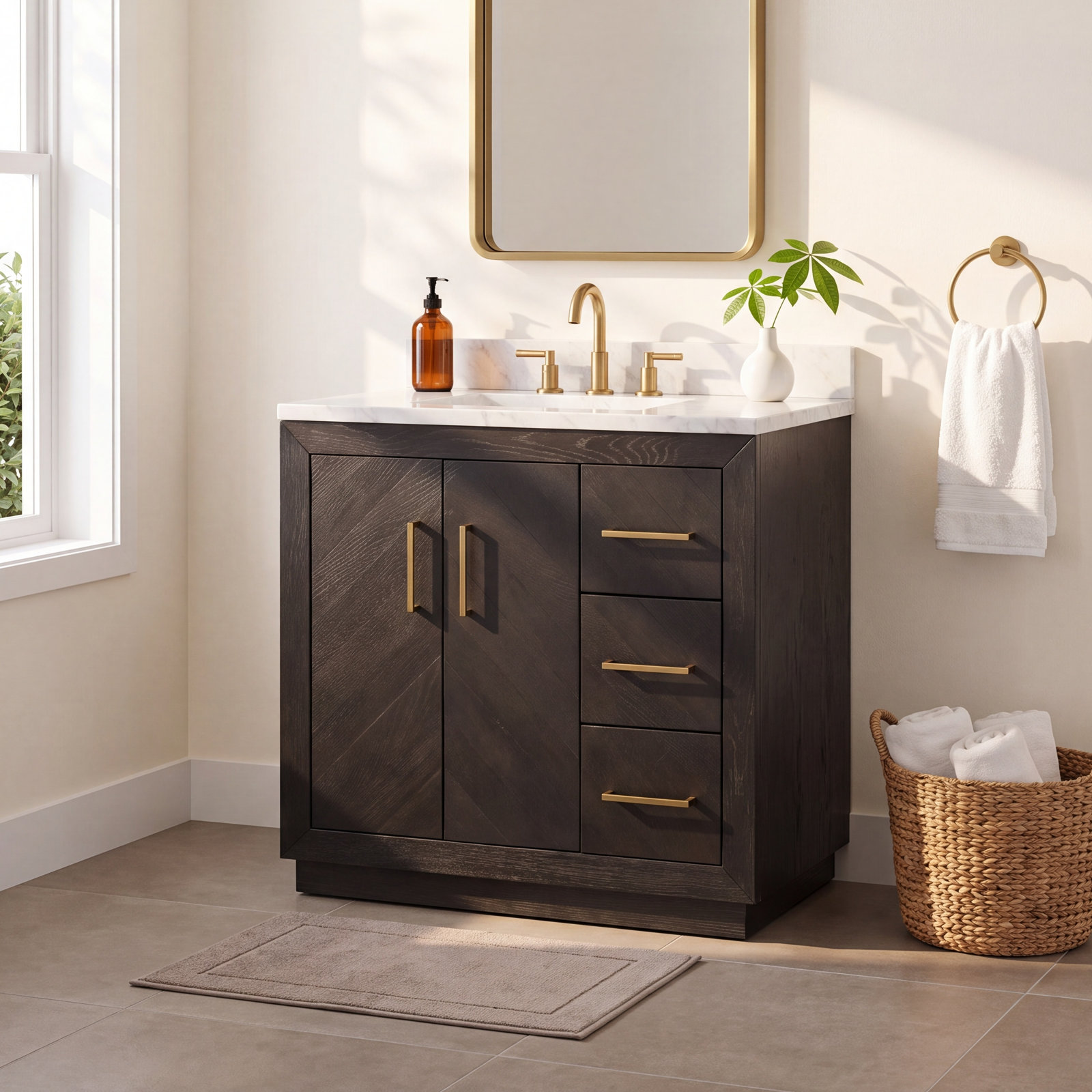 Sadelle 36'' Single Bathroom Vanity, Dark Oak