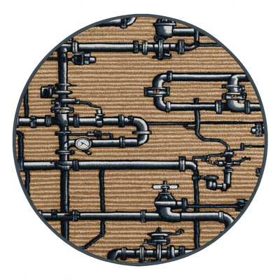 Machine Washable Transportation Brown Area Rug