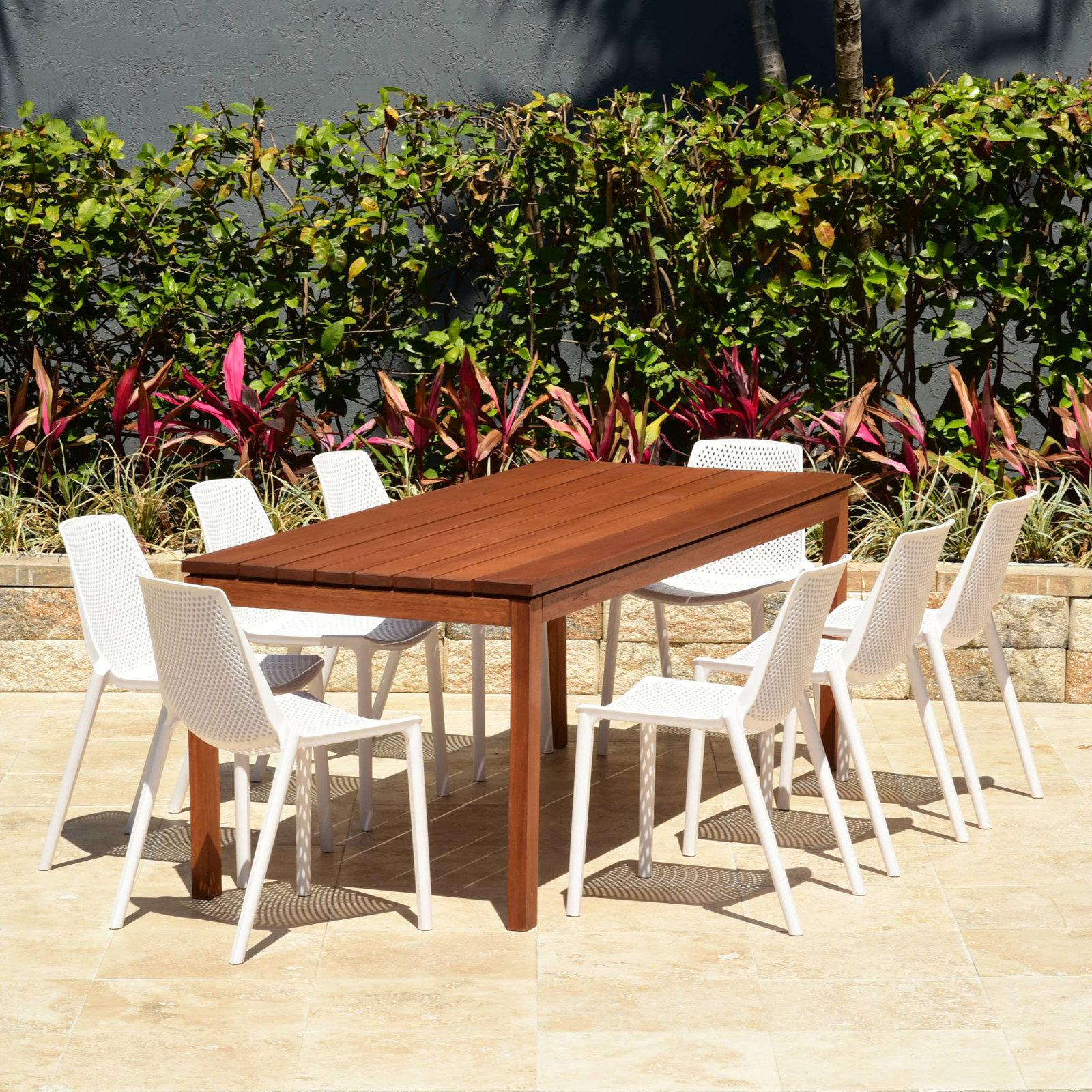 Anautica 83" Eucalyptus Patio Dining Set, White