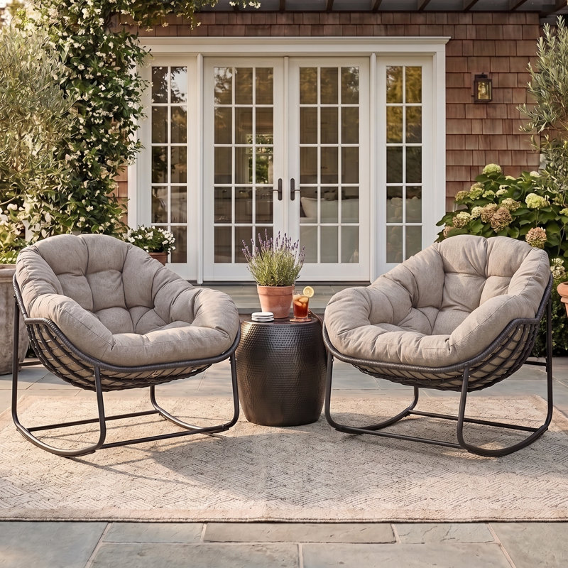 Cini Wicker Outdoor Chair, Warm Gray, Black