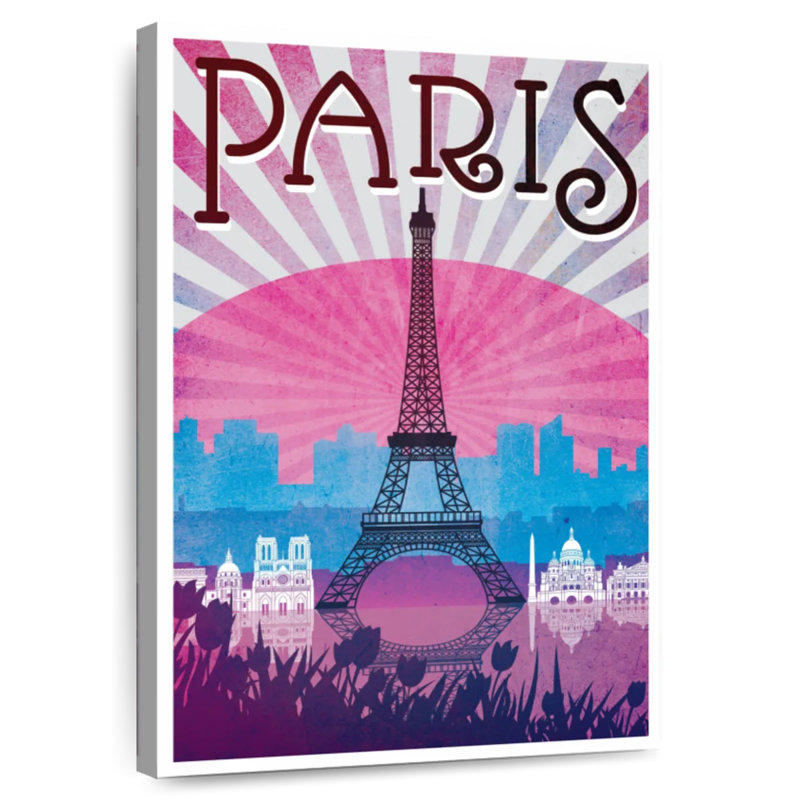 Affiche rétro Paris Paris Eiffel, H 30 po x l 20 po