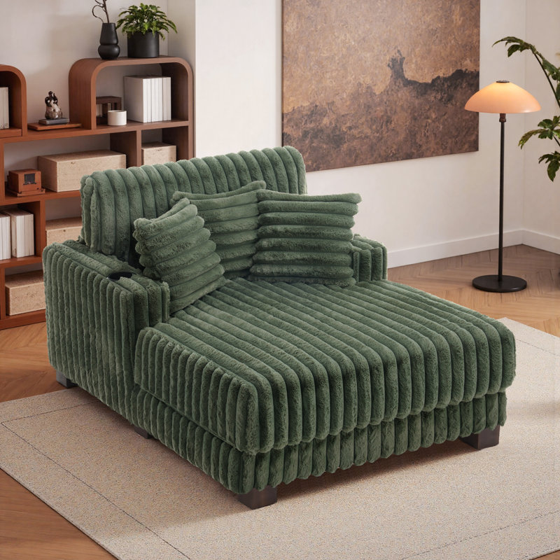 Upholstered Chaise Lounge, Green