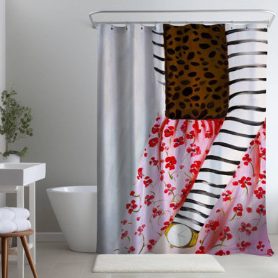 Shower Curtain FA4 – Polyester Shower Curtain, Dye Sublimation Print, 71" W × 74" L