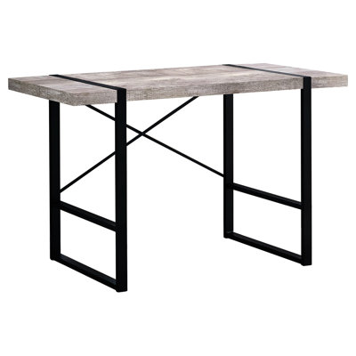 Bureau de travail contemporain pour bureau à domicile, longueur 48 po, bureau en stratifié beige, pieds en métal noir, table d'ordinateur moderne de style industriel avec espace de travail, l 48 po, inspiration taupe