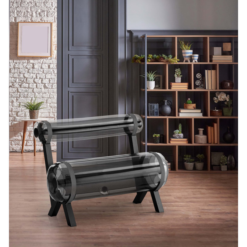 L100 Aluminium And Crystal Orange PVC Bench, Black/Black