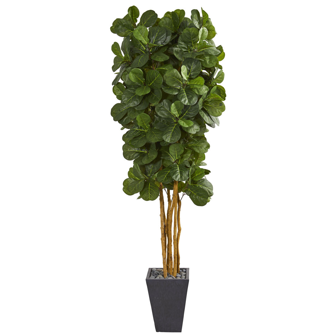 90" Artificial Fiddle Leaf Fig Tree in Planter Primrue