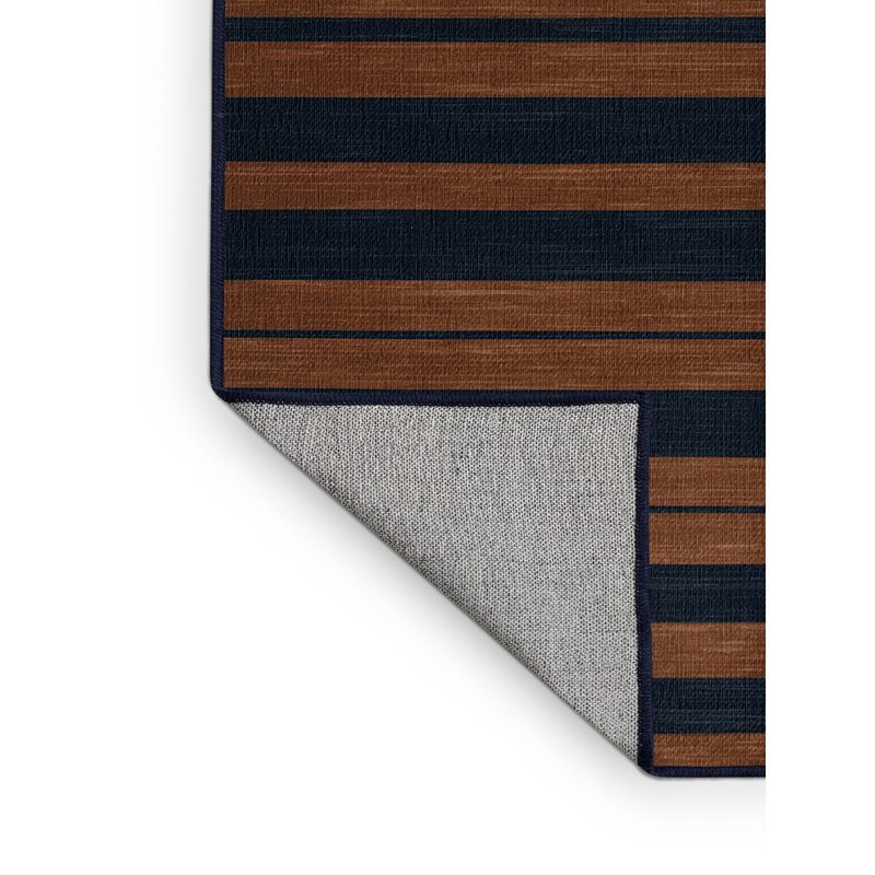 Tapis gris à rayures horizontales lavable à la machine, Carré 7 pi