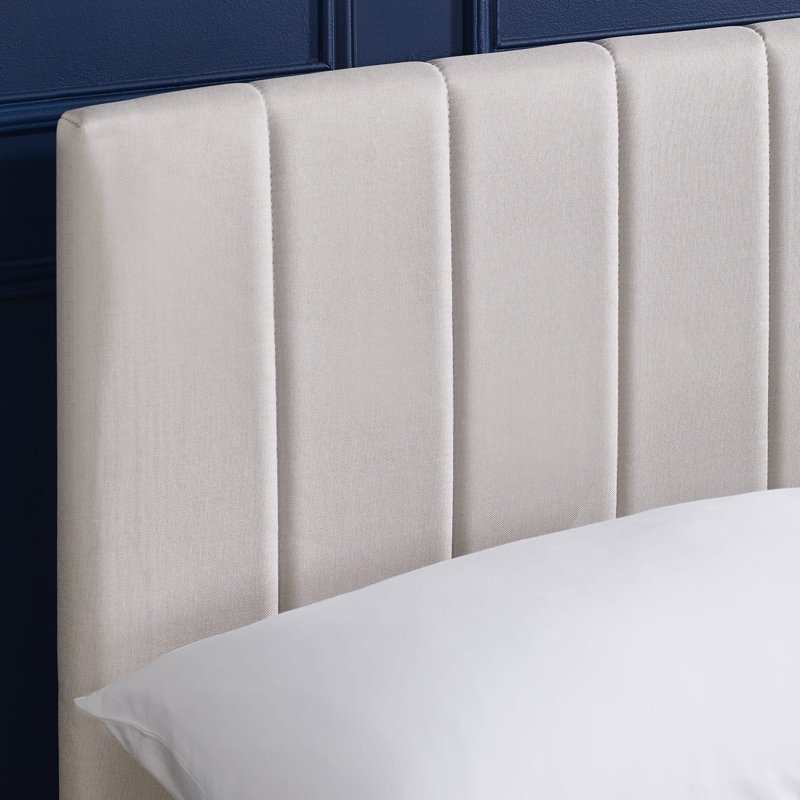 Osias Linen Upholstered Bed Frame, Small Double (4'), Cream