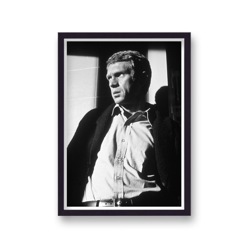 Steve Mcqueen Stares Intensely Scene From Bullitt B&W - Single Picture Frame Print