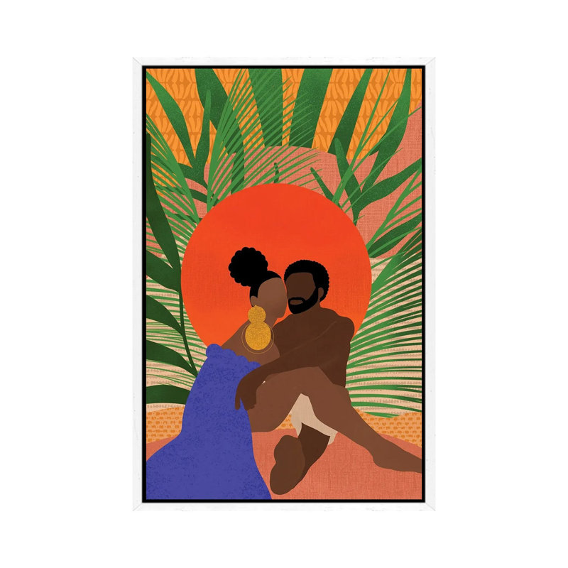Black Couple - Print on Canvas, White Framed, 66.04 cm H x 45.72 cm W