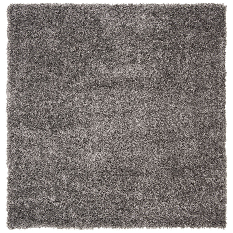 Tapis ivoire à poils longs Sador, Silver, Carré 4 pi