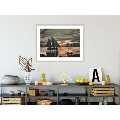 «Sunset Fires» par Winslow Homer, impression giclée encadrée