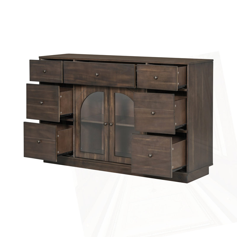 2 Doors And 7 Drawers Cabinet, Dark Brown