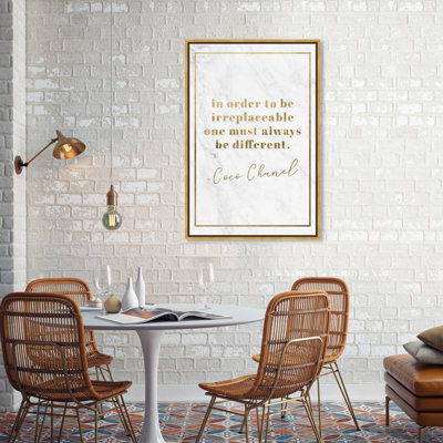 Typographie et citations «Be différent», citations et dictons de mode dorés - Art textuel sur toile