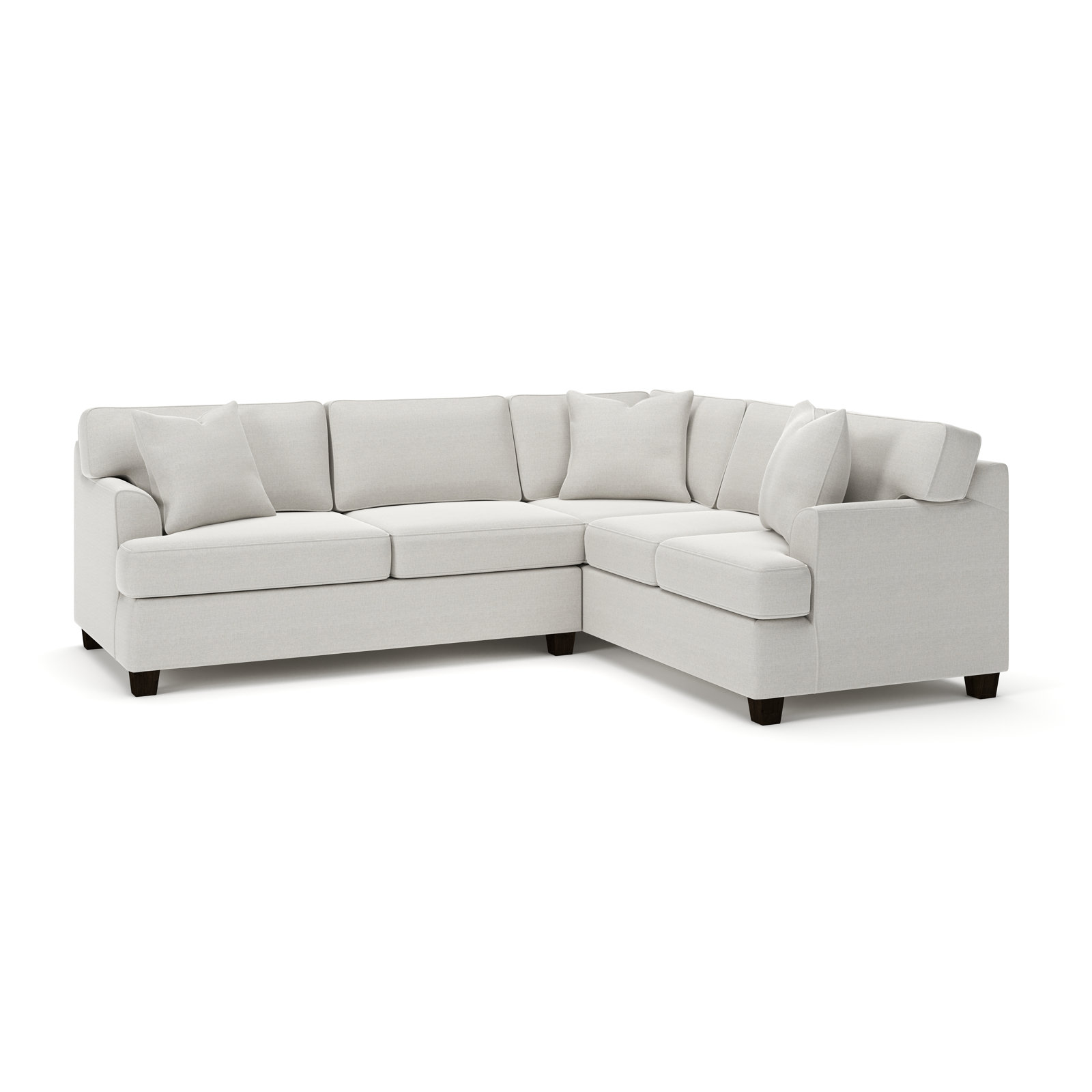 Conradina Upholstered L-Sectional, Drusky Ivory Sustain® Basketweave, Right Hand Facing