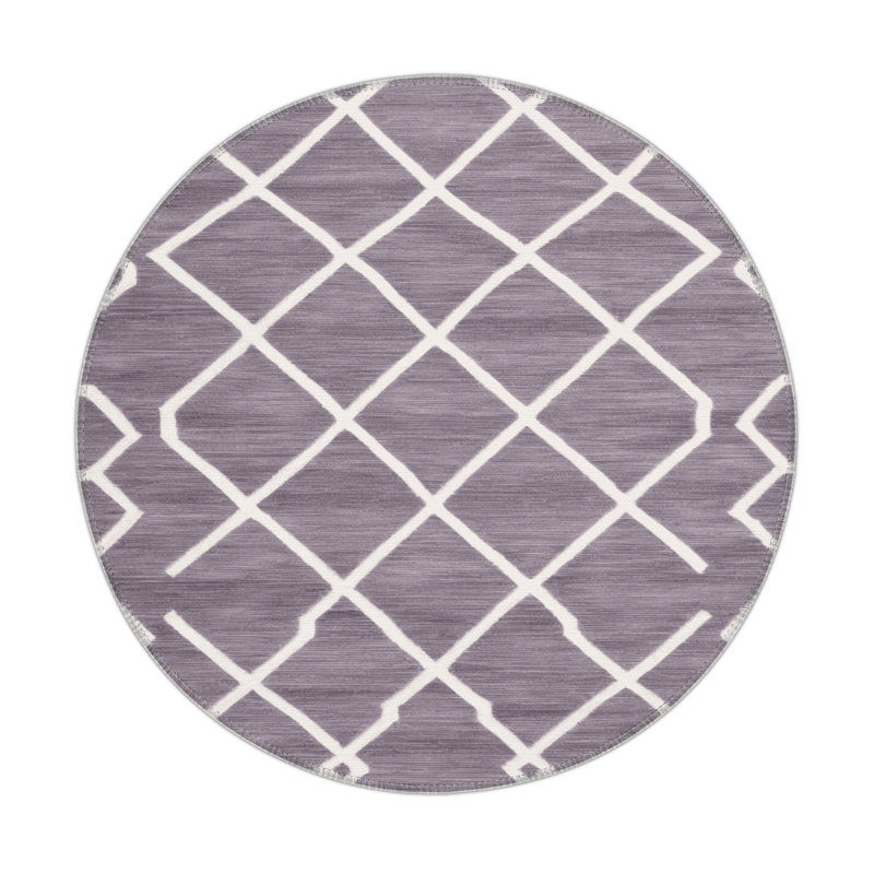 Tapis intérieur et extérieur rose Trellis, Rond 5 pi