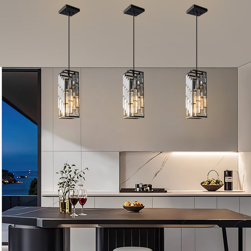 Catine - Pendant Lights Kitchen Island, Adjustable Pendant Light Fixture for Kitchen Island Dinning Room Bedroom, Matte Black