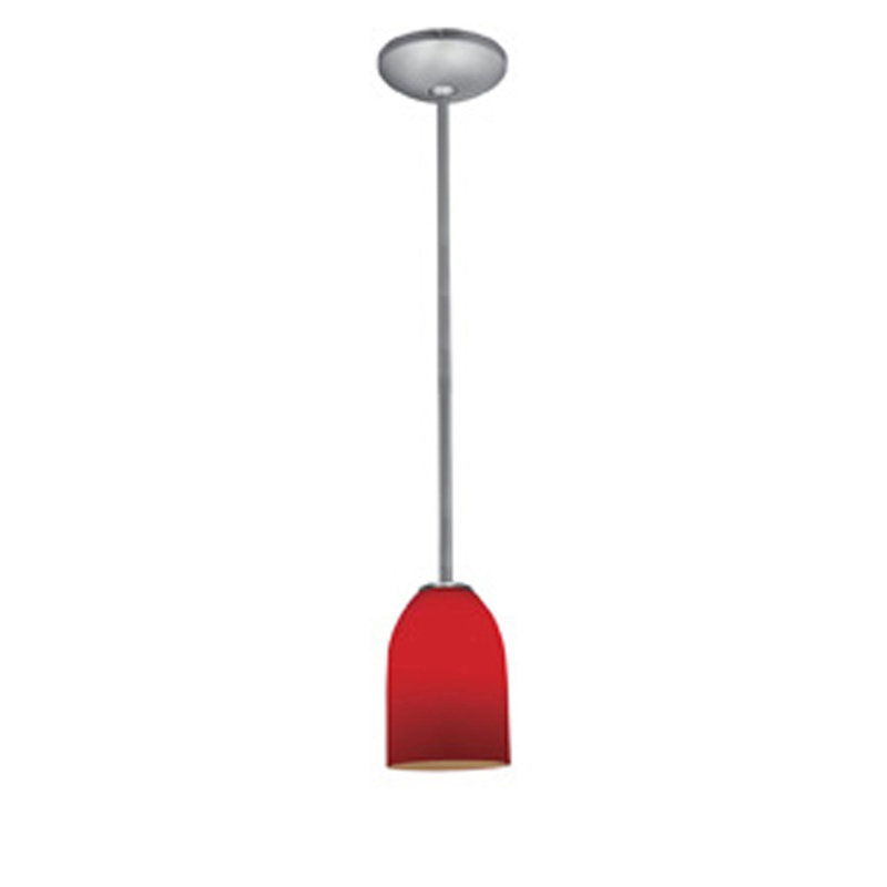Carballo 1 - Light Single Pendant, Brushed Steel, Red