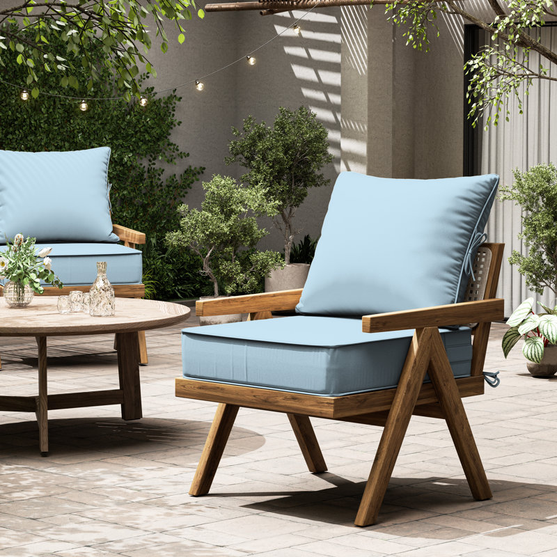 Outdoor Deep Seating Cushion Set Indoor And Outdoor Seat / Back Cushion, Sky Blue, 24" W x 24" D