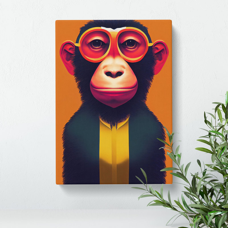 XC1022-2809X Monkey In Glasses No.4 - Wrapped Canvas Print, Wrapped Canvas, 50cm H x 35cm W x 3cm D