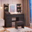 LED Dressing table 7 Drawers and 7 Storage Shelves Dressing Table With Mirror Large Desktop Makeup Desk-1065624989