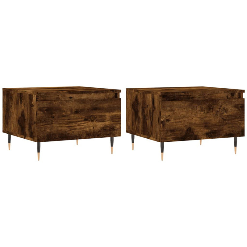 Kordt Four Leg Coffee Table with Storage, Smoked Oak