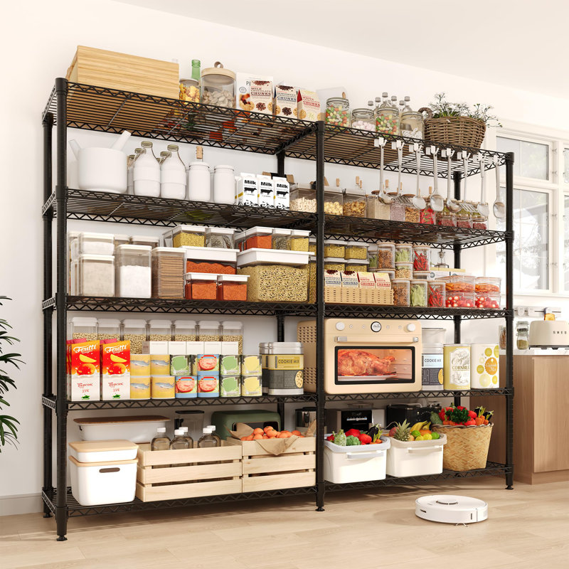 Étagère robuste à 4/5 niveaux en métal, tablettes de rangement de garage et de cuisine réglables, assemblage facile sans outil