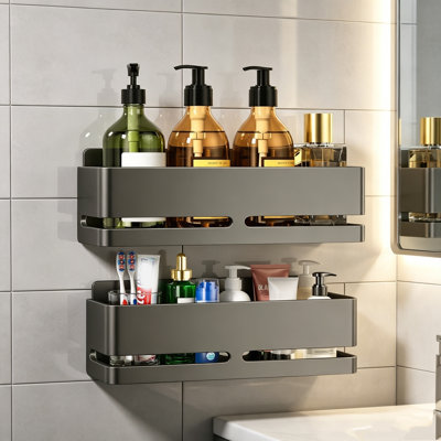 Large Capacity Shower Caddy，2-Pack Shower Shelf, Heavy-Duty Bathroom Storage Shelf 10 X 28 X 10 cm