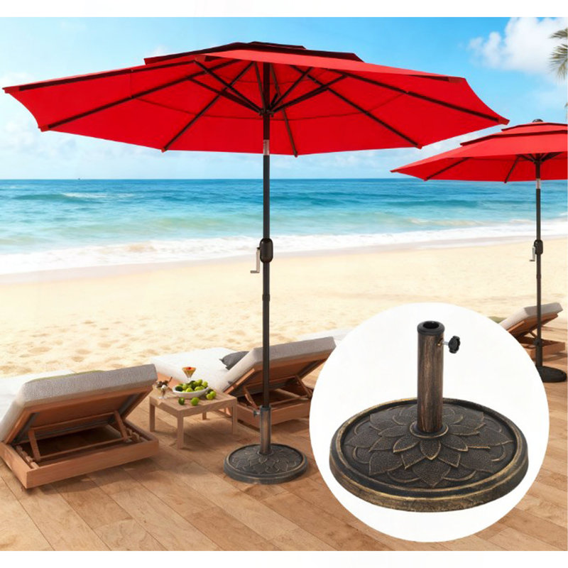 Base de support de parasol en résine, base de parasol ronde, support de parasol robuste, pour poteaux de parasol de 1,3 po / 1,5 po / 1,9 po