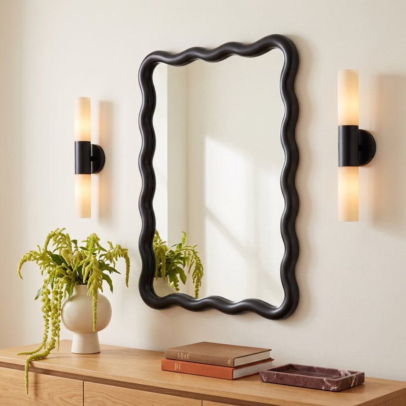 Wavy Wall Mirror, Beige
