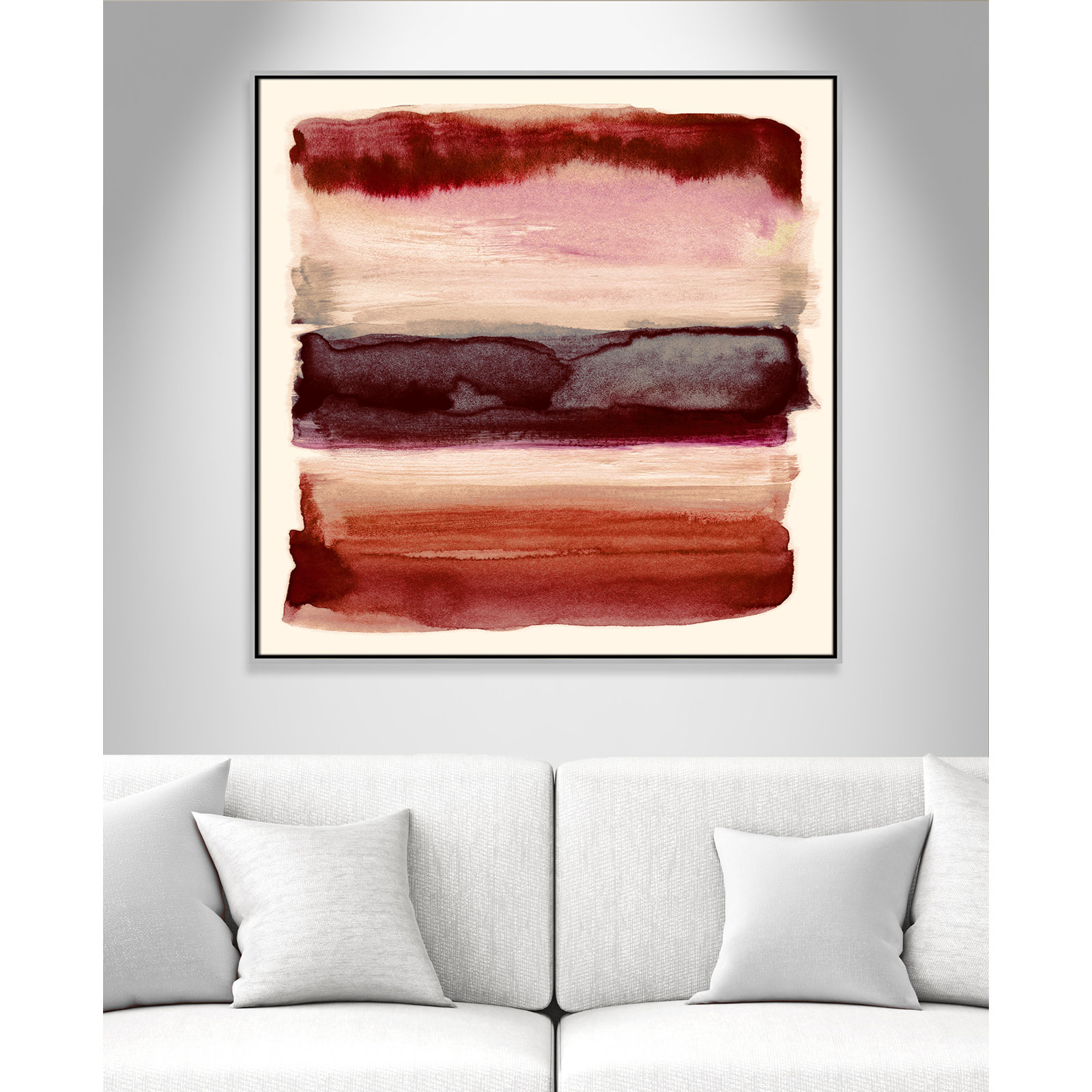Sky Collection "Burgundy Sky II" Print by Nan, 41.5" H x 41.5" W, Silver