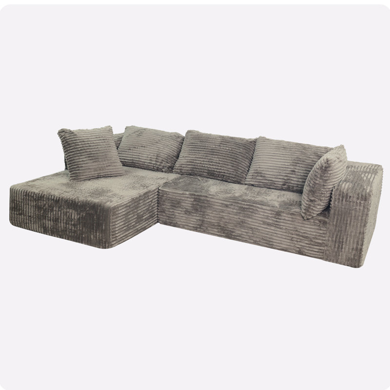 Canapé modulaire gris avec méridienne American Style